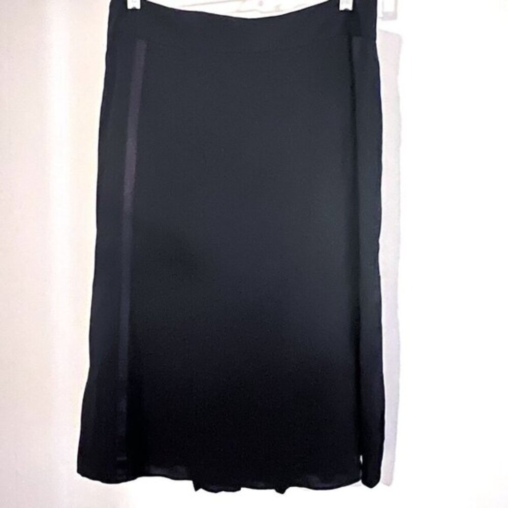Theory Rima Charm Black Pleated Midi Skirt Bow Silk Viscose Party Workwear Sz 10 - Picture 6 of 12